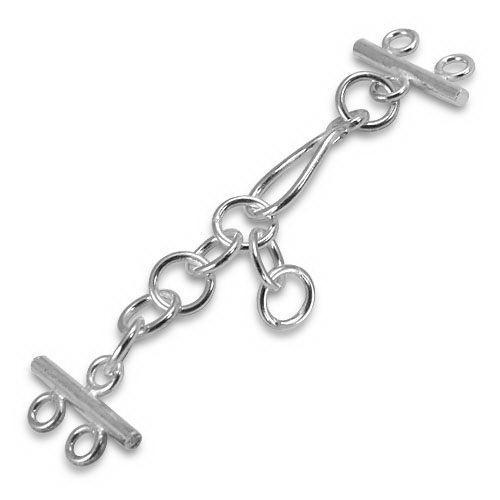Silver Overlay Multi Strand Clasp With 3 Hole 15X13MM